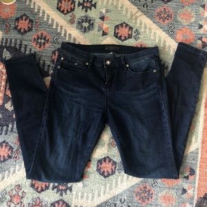 Dark wash, Skinny jeans: BRAND This City; low rise